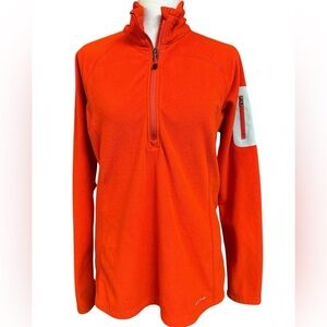 Eddie Bauer Quarter Zip Orange Fleece Long sleeved Top L